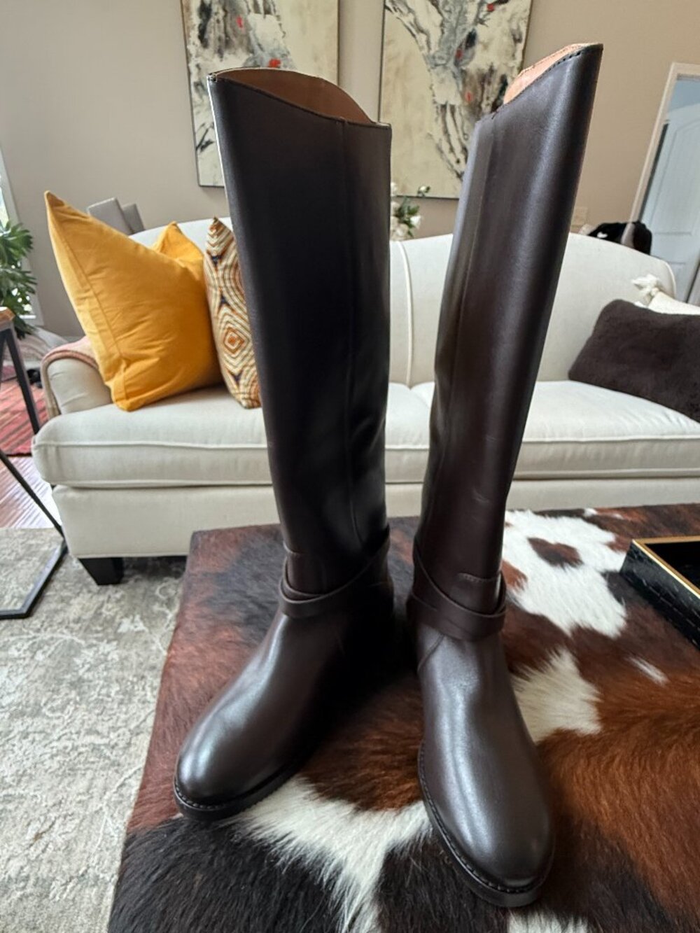 FRYE MELISSA TALL BELTED RIDING BOOTS - SZ 8